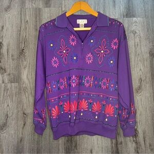 Vintage BLAST Purple Embroidered Quarter Zip Sweatshirt